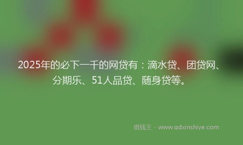 2025年的必下一千的网贷有：滴水贷、团贷网、分期乐、51人品贷、随身贷等。