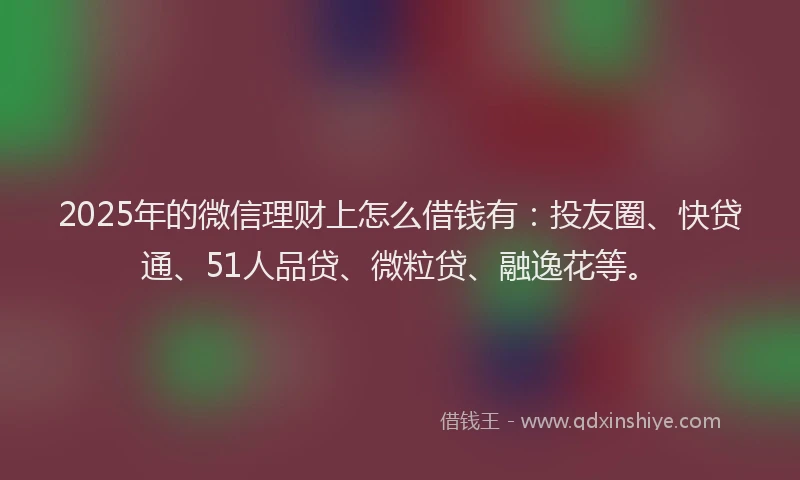 2025年的微信理财上怎么借钱有：投友圈、快贷通、51人品贷、微粒贷、融逸花等。