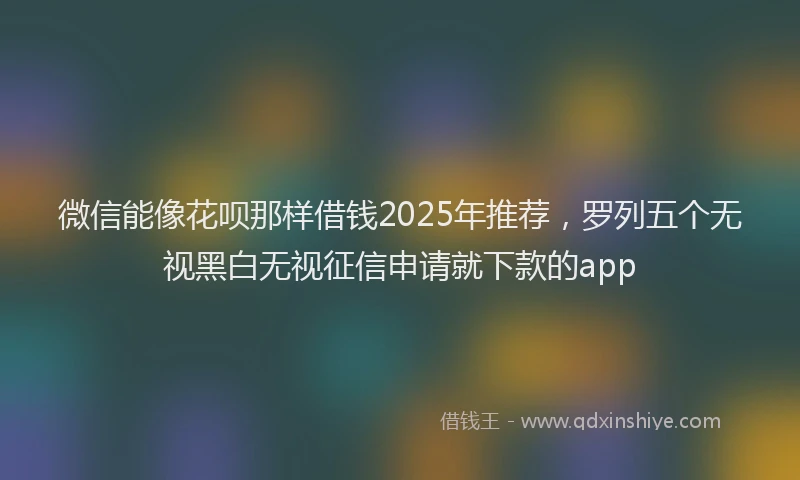 微信能像花呗那样借钱2025年推荐，罗列五个无视黑白无视征信申请就下款的app