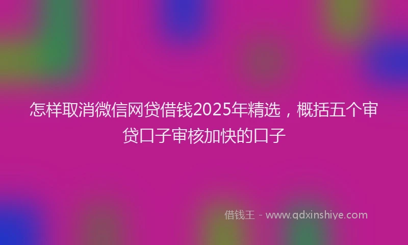 怎样取消微信网贷借钱2025年精选，概括五个审贷口子审核加快的口子