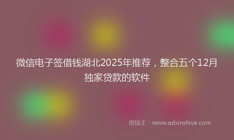 微信电子签借钱湖北2025年推荐，整合五个12月独家贷款的软件