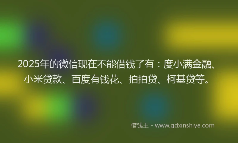 2025年的微信现在不能借钱了有：度小满金融、小米贷款、百度有钱花、拍拍贷、柯基贷等。