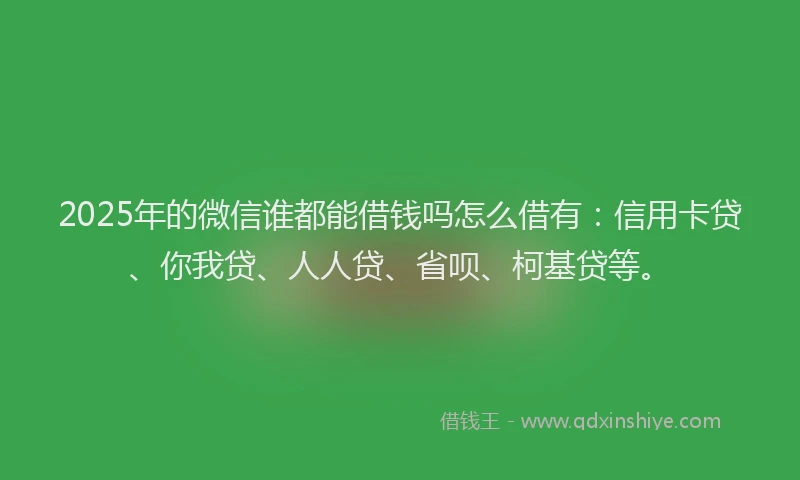 2025年的微信谁都能借钱吗怎么借有：信用卡贷、你我贷、人人贷、省呗、柯基贷等。
