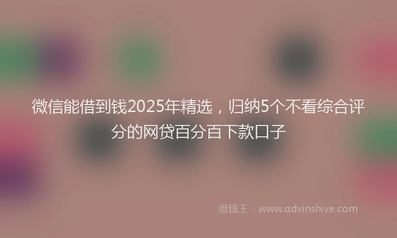 微信能借到钱2025年精选，归纳5个不看综合评分的网贷百分百下款口子
