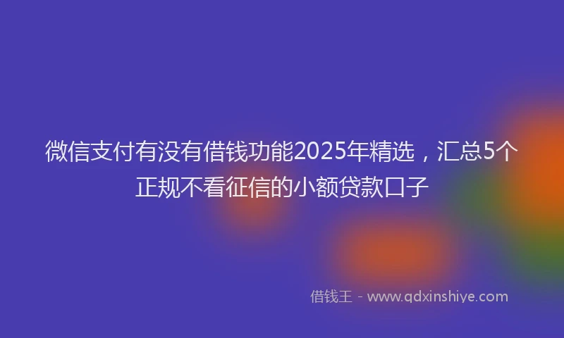 微信支付有没有借钱功能2025年精选，汇总5个正规不看征信的小额贷款口子