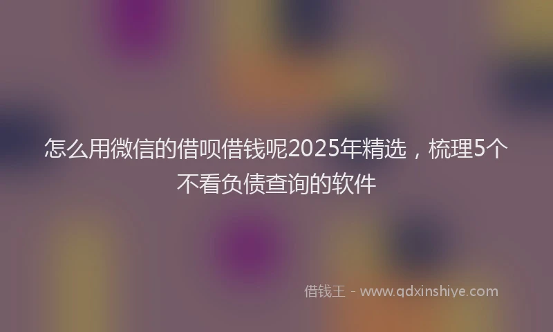 怎么用微信的借呗借钱呢2025年精选，梳理5个不看负债查询的软件
