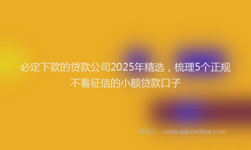 必定下款的贷款公司2025年精选，梳理5个正规不看征信的小额贷款口子