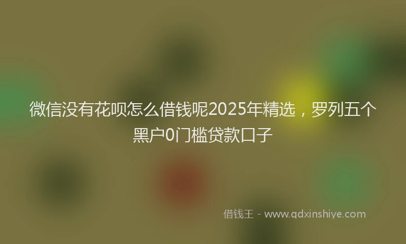 微信没有花呗怎么借钱呢2025年精选，罗列五个黑户0门槛贷款口子