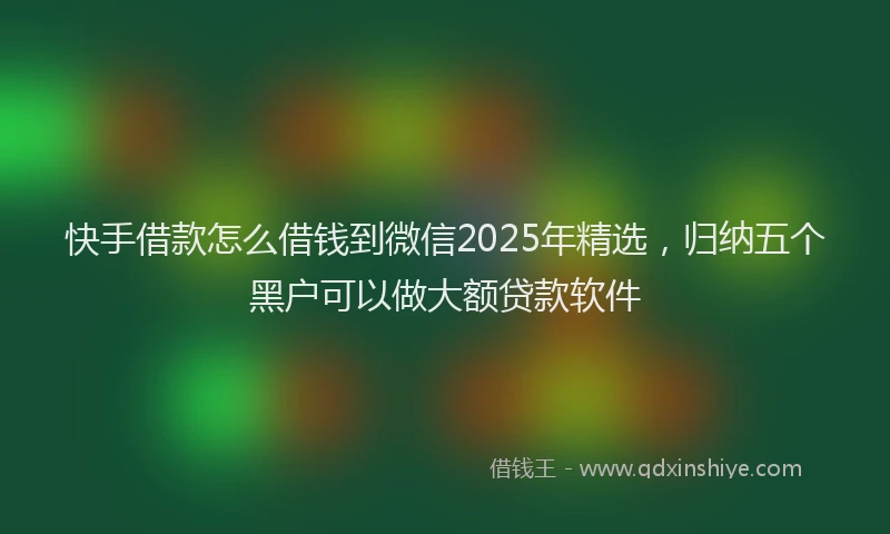 快手借款怎么借钱到微信2025年精选，归纳五个黑户可以做大额贷款软件