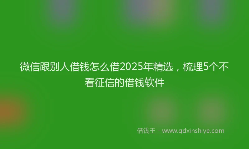 微信跟别人借钱怎么借2025年精选，梳理5个不看征信的借钱软件