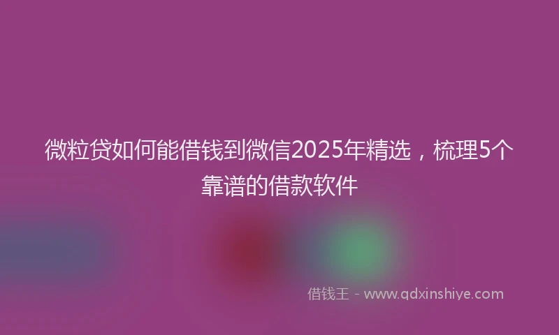 微粒贷如何能借钱到微信2025年精选，梳理5个靠谱的借款软件