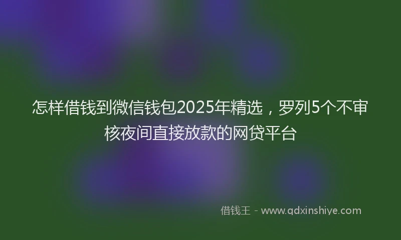 怎样借钱到微信钱包2025年精选，罗列5个不审核夜间直接放款的网贷平台