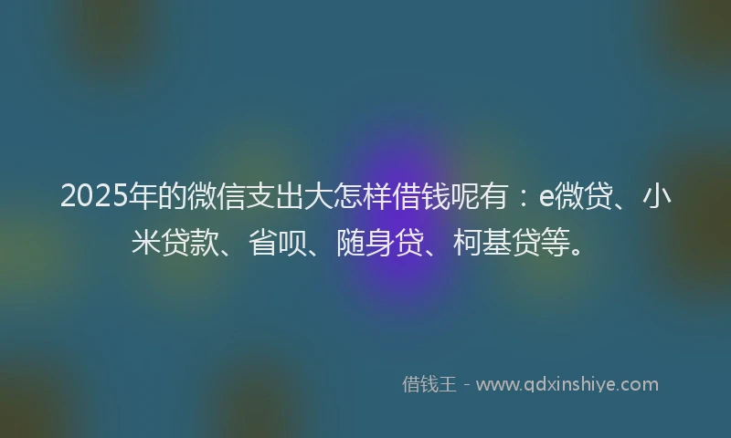 2025年的微信支出大怎样借钱呢有：e微贷、小米贷款、省呗、随身贷、柯基贷等。