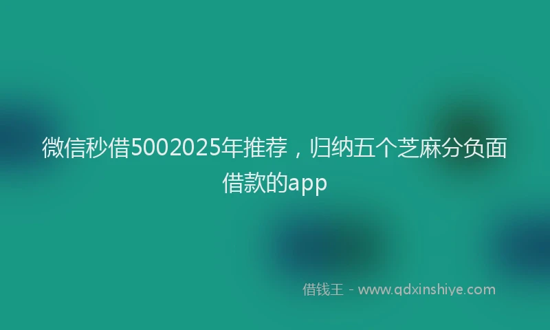 微信秒借5002025年推荐，归纳五个芝麻分负面借款的app