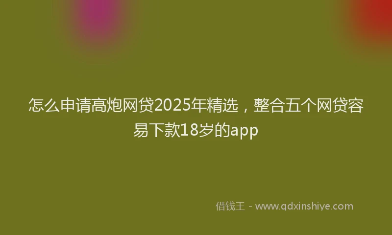 怎么申请高炮网贷2025年精选，整合五个网贷容易下款18岁的app
