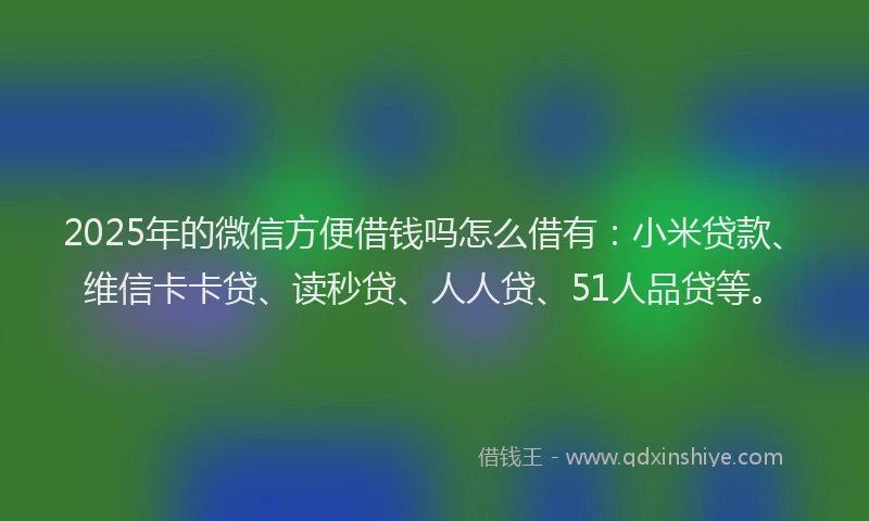 2025年的微信方便借钱吗怎么借有：小米贷款、维信卡卡贷、读秒贷、人人贷、51人品贷等。