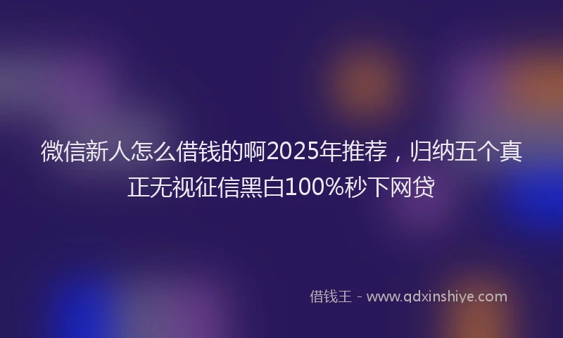 微信新人怎么借钱的啊2025年推荐，归纳五个真正无视征信黑白100%秒下网贷