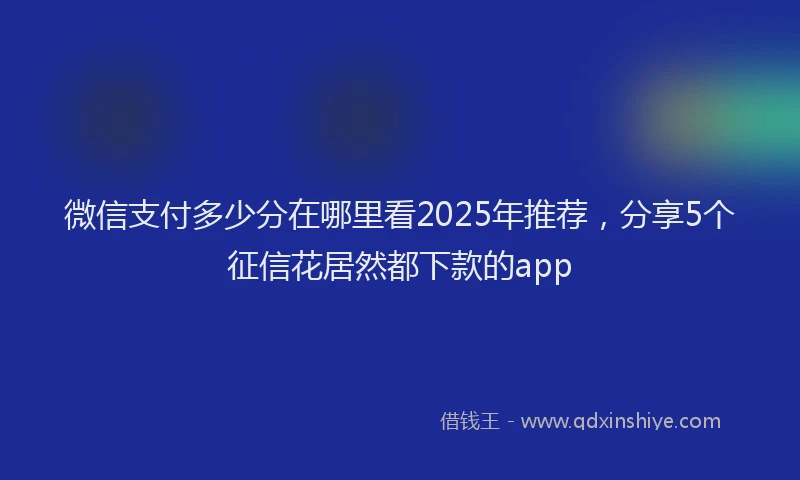 微信支付多少分在哪里看2025年推荐，分享5个征信花居然都下款的app