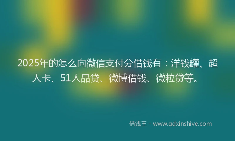 2025年的怎么向微信支付分借钱有：洋钱罐、超人卡、51人品贷、微博借钱、微粒贷等。