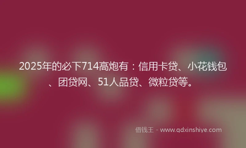 2025年的必下714高炮有：信用卡贷、小花钱包、团贷网、51人品贷、微粒贷等。
