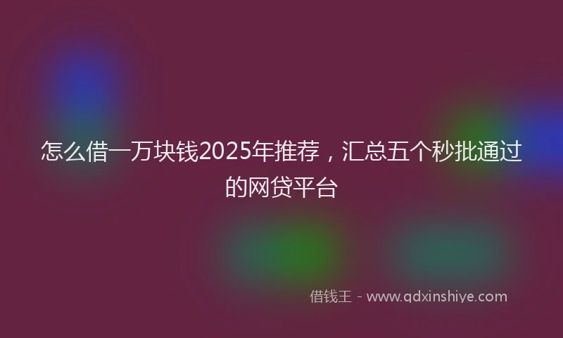 怎么借一万块钱2025年推荐，汇总五个秒批通过的网贷平台