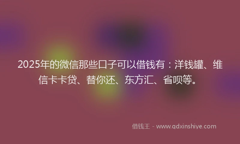 2025年的微信那些口子可以借钱有：洋钱罐、维信卡卡贷、替你还、东方汇、省呗等。