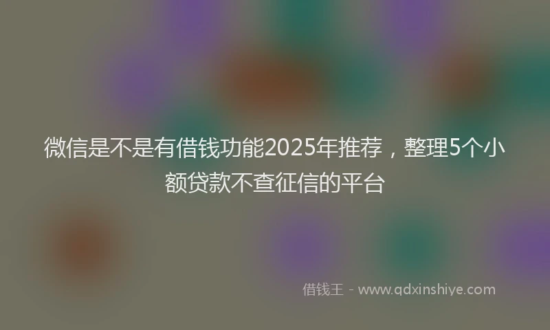 微信是不是有借钱功能2025年推荐，整理5个小额贷款不查征信的平台