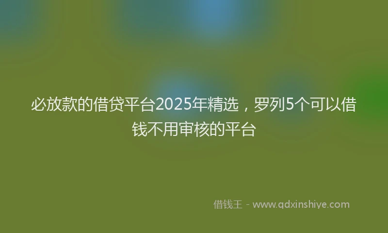 必放款的借贷平台2025年精选，罗列5个可以借钱不用审核的平台