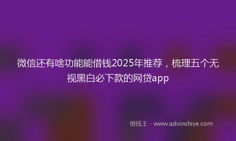 微信还有啥功能能借钱2025年推荐，梳理五个无视黑白必下款的网贷app