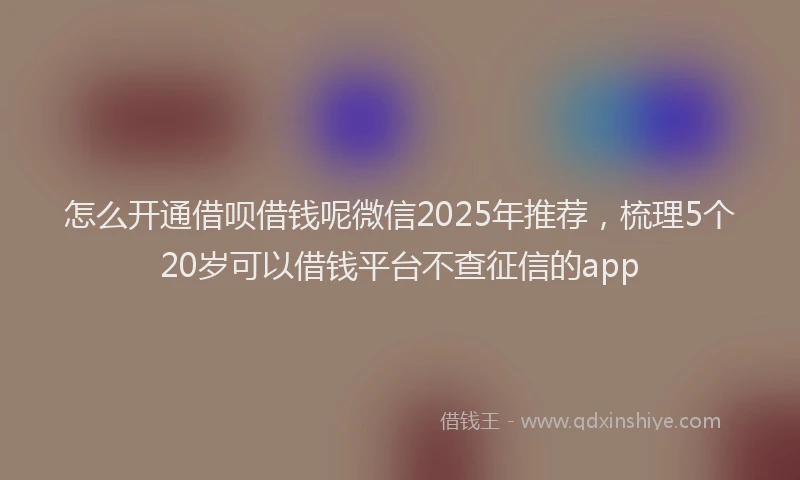 怎么开通借呗借钱呢微信2025年推荐，梳理5个20岁可以借钱平台不查征信的app