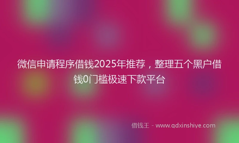 微信申请程序借钱2025年推荐，整理五个黑户借钱0门槛极速下款平台