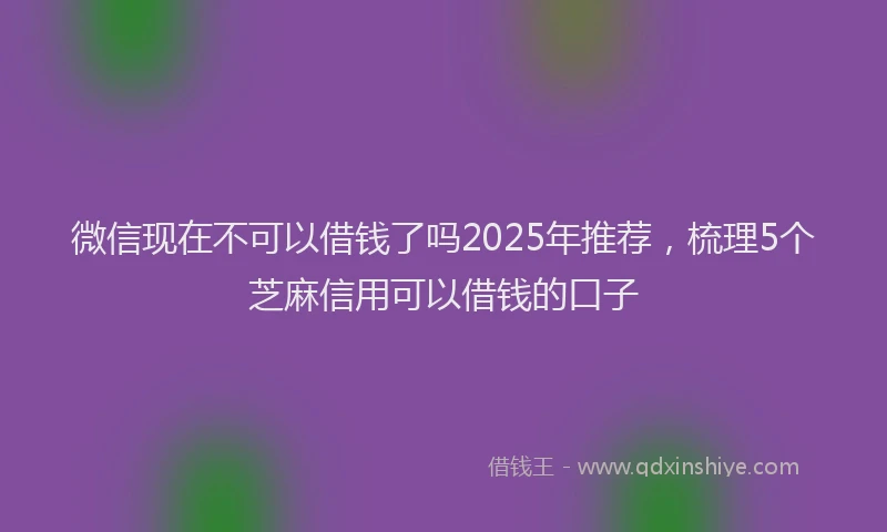 微信现在不可以借钱了吗2025年推荐，梳理5个芝麻信用可以借钱的口子