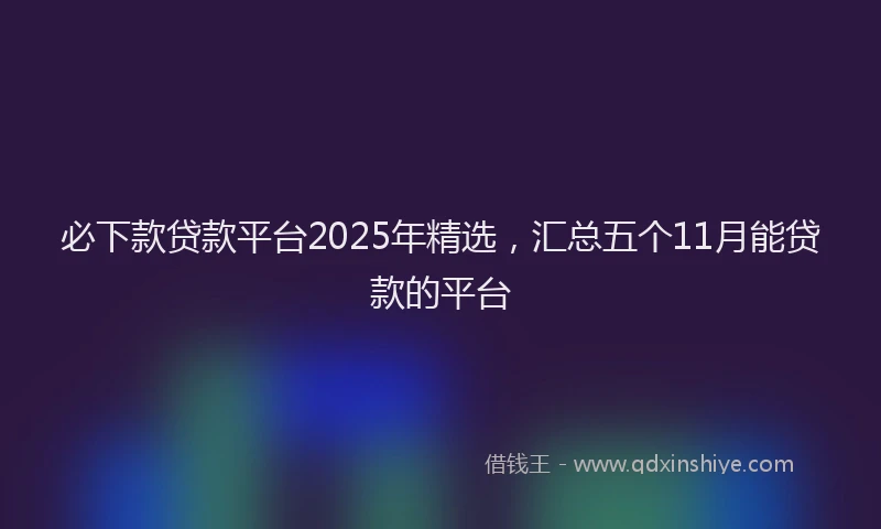 必下款贷款平台2025年精选，汇总五个11月能贷款的平台
