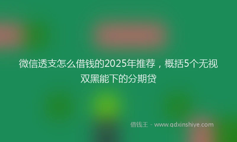 微信透支怎么借钱的2025年推荐，概括5个无视双黑能下的分期贷