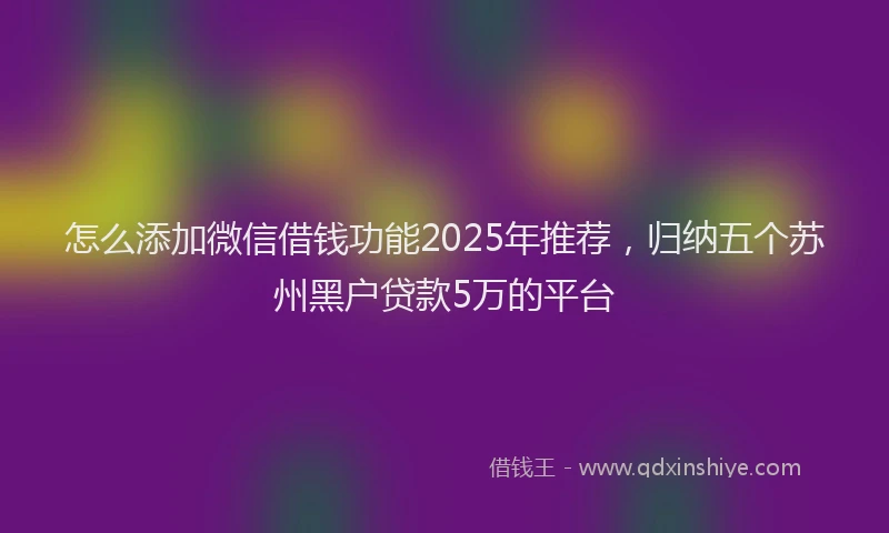 怎么添加微信借钱功能2025年推荐，归纳五个苏州黑户贷款5万的平台