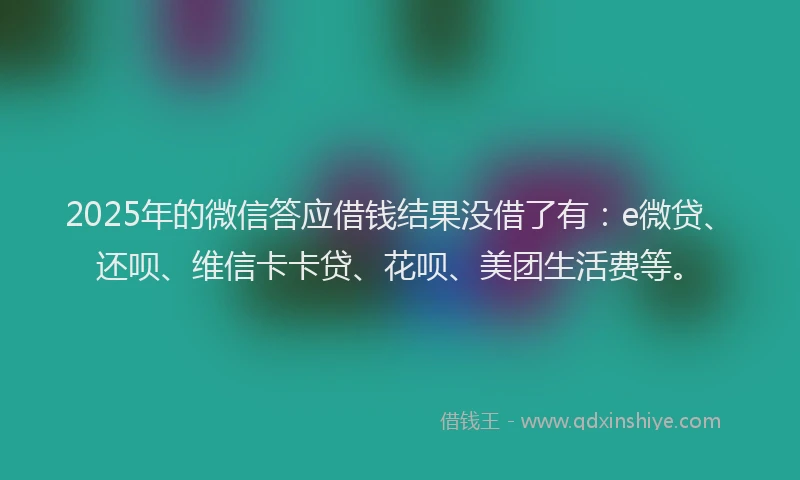 2025年的微信答应借钱结果没借了有：e微贷、还呗、维信卡卡贷、花呗、美团生活费等。