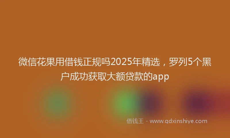 微信花果用借钱正规吗2025年精选，罗列5个黑户成功获取大额贷款的app