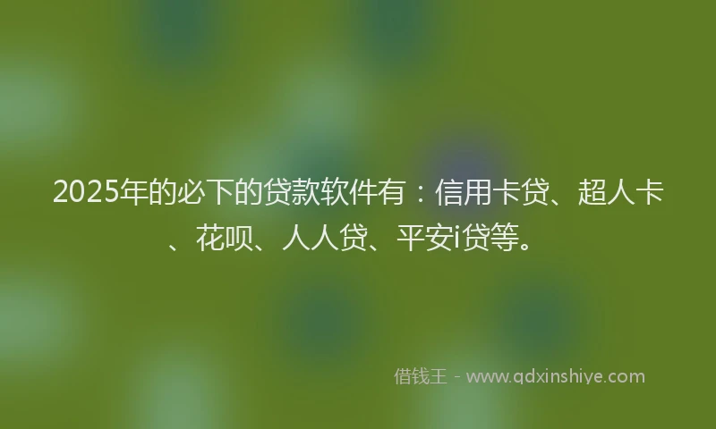 2025年的必下的贷款软件有：信用卡贷、超人卡、花呗、人人贷、平安i贷等。