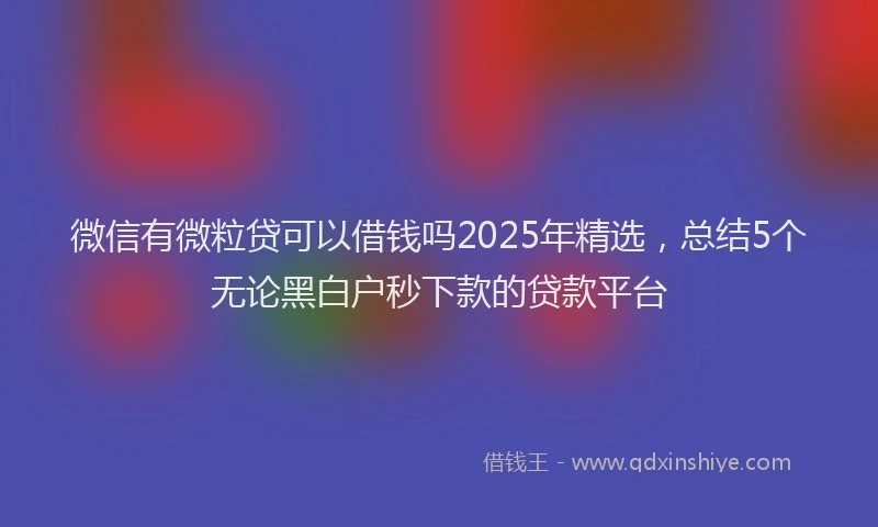 微信有微粒贷可以借钱吗2025年精选，总结5个无论黑白户秒下款的贷款平台