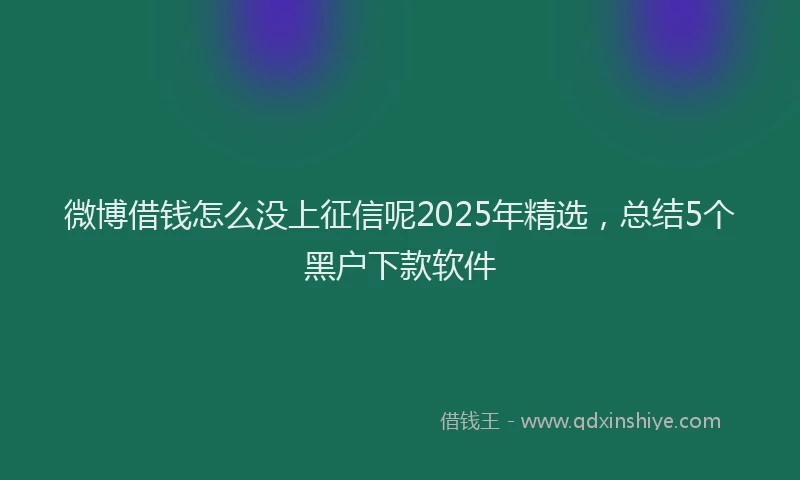微博借钱怎么没上征信呢2025年精选，总结5个黑户下款软件