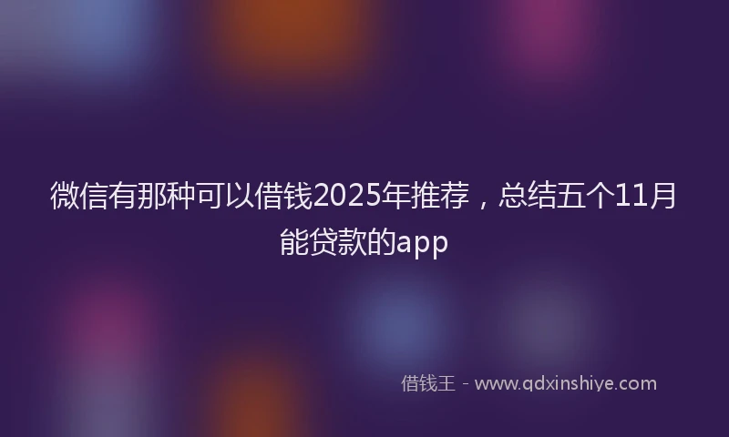 微信有那种可以借钱2025年推荐，总结五个11月能贷款的app