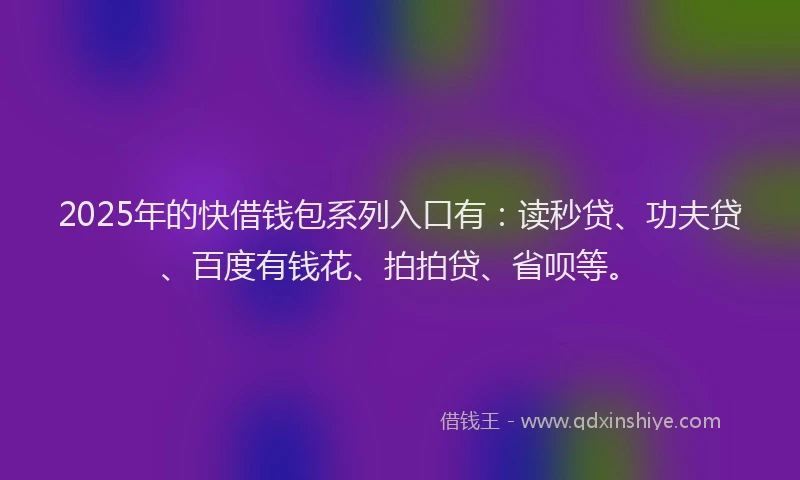 2025年的快借钱包系列入口有：读秒贷、功夫贷、百度有钱花、拍拍贷、省呗等。