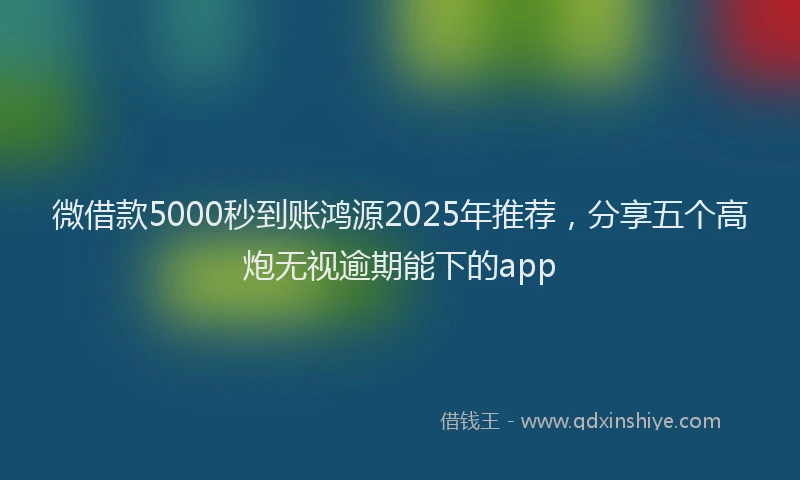 微借款5000秒到账鸿源2025年推荐，分享五个高炮无视逾期能下的app