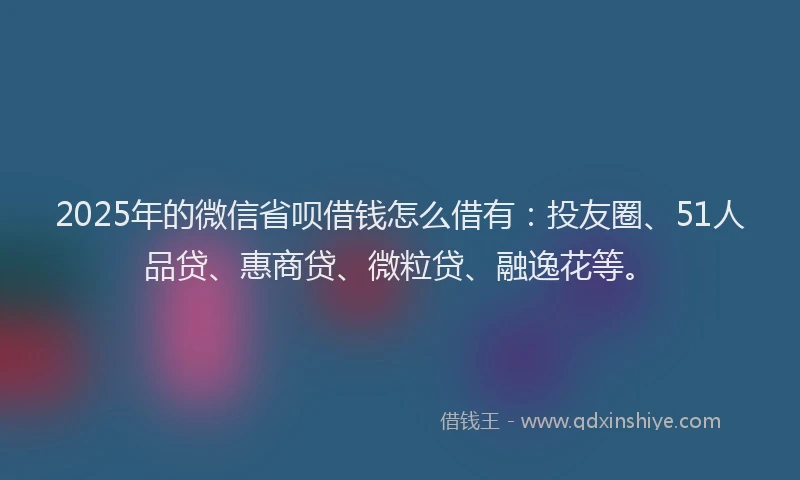 2025年的微信省呗借钱怎么借有：投友圈、51人品贷、惠商贷、微粒贷、融逸花等。