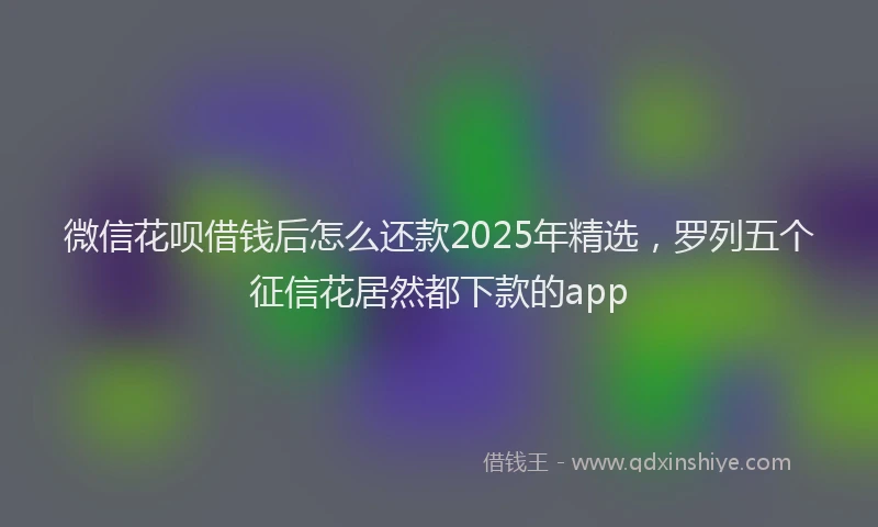 微信花呗借钱后怎么还款2025年精选，罗列五个征信花居然都下款的app
