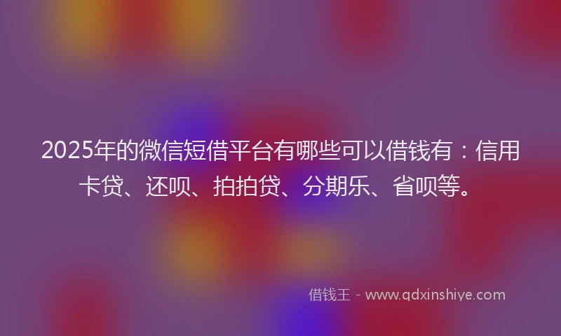 2025年的微信短借平台有哪些可以借钱有：信用卡贷、还呗、拍拍贷、分期乐、省呗等。