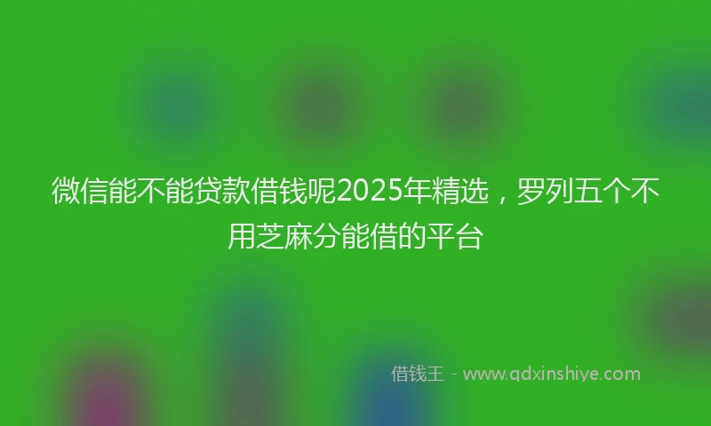 微信能不能贷款借钱呢2025年精选，罗列五个不用芝麻分能借的平台