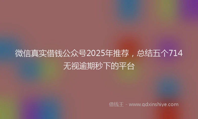 微信真实借钱公众号2025年推荐，总结五个714无视逾期秒下的平台