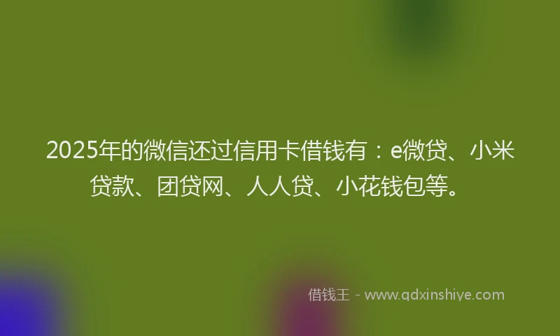 2025年的微信还过信用卡借钱有：e微贷、小米贷款、团贷网、人人贷、小花钱包等。