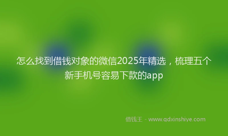 怎么找到借钱对象的微信2025年精选，梳理五个新手机号容易下款的app